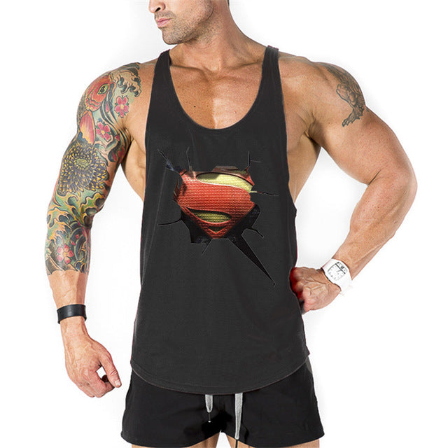 Brand Men's Muslce Vest Tank Tops Bodybuilding Fitness Men Cotton Singlets Plus size O-Neck Tank Man Sporting Sleeveless Shirt