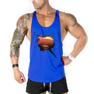 Brand Men's Muslce Vest Tank Tops Bodybuilding Fitness Men Cotton Singlets Plus size O-Neck Tank Man Sporting Sleeveless Shirt