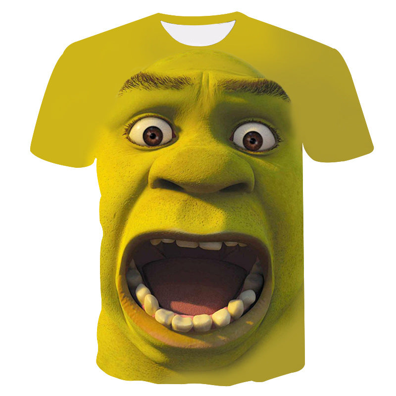 Shrek Shirt 3D Funny Casual T-Shirt Men's Hip Hop Round Neck Short Sleeve Tops Summer street fashion cool t-shirt Men's Wear